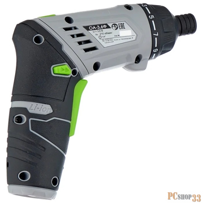 Отвертка электрическая Интерскол ОА-3.6Ф ДМ НГ аккум. патрон:Шестигранник 6.35 мм (1/4)