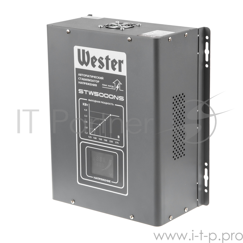 Стабилизатор напряжения WESTER STW5000NS 5 000 ВА цифровой, однофазный, 220В, вх.:125-275В
