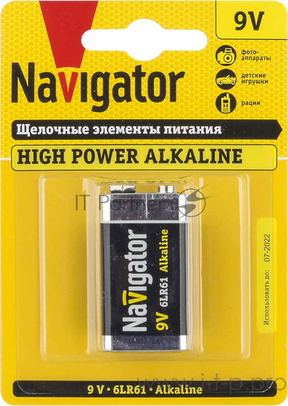 Элемент питания алкалиновый крона 94 756 NBT-NE-6LR61-BP1 (блист.1шт) Navigator 94756