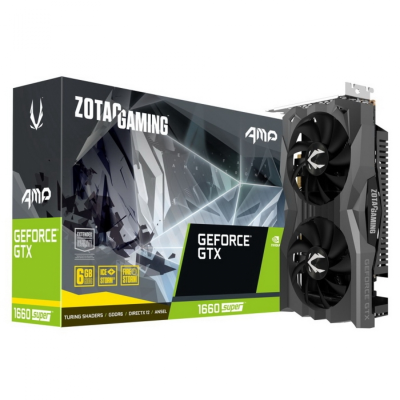 Видеокарта Zotac GTX1660 SUPER AMP, 6GB, GDDR6, 192bit, HDMI/3xDP (ZT-T16620D-10M) RTL