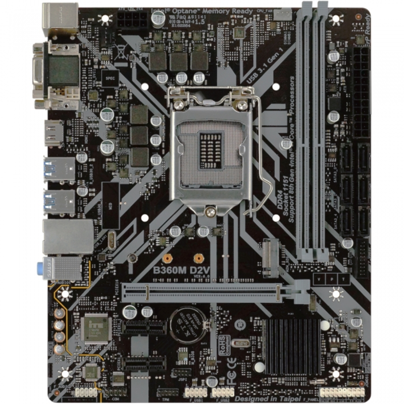 Материнские платы BIOSTAR B360M D2V, Socket 1151, Intel®B360, 2xDDR4-2666, D-SUB+DVI-D+HDMI, 1xPCI-Ex16, 2xPCI-Ex1, 6xSATA3, 1xM.2, 8 Ch Audio, GLan,