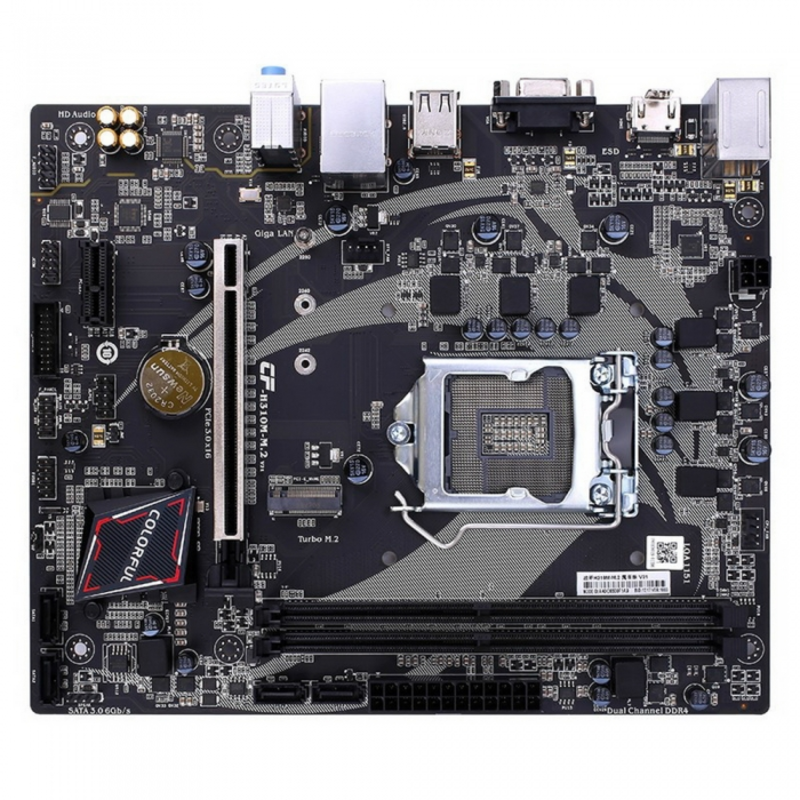Материнские платы Colorful BATTLE-AX H310M-M.2 V21, Socket 1151, Intel®H310, 2xDDR4-2666, D-SUB+HDMI, 1xPCI-Ex16, 1xPCI-Ex1, 4xSATA3, 1xM.2, 8 Ch Audi