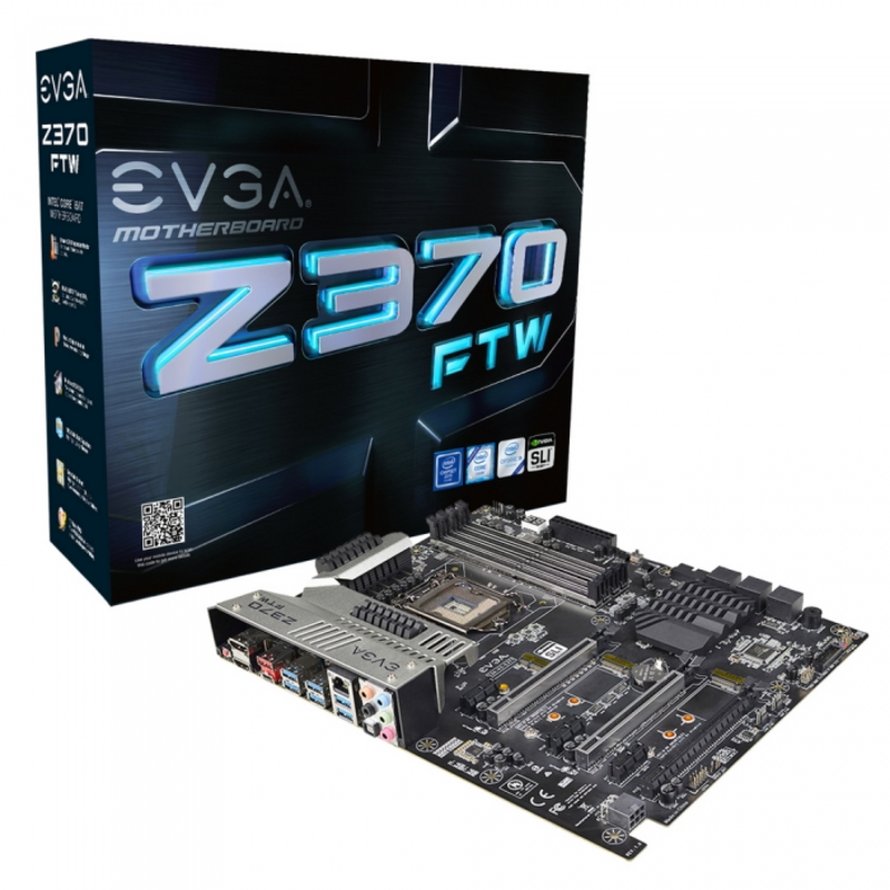 Материнские платы EVGA Z370 FTW, S1151, Intel Z370, ATX, 4xDDR4-4133MHz Dual Channel, Max 64GB, 3xPCI-Ex16, 6xSATA3 (RAID 0/1/5/10/JBOD), Giga Lan, Au