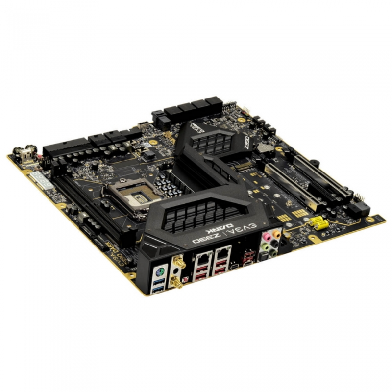 Материнские платы EVGA Z390 DARK, S1151, intel Z390, E-ATX, 2xDDR4-4600MHz Dual Channel, Max 32GB, 3xPCI-Ex16, 1xPCI-Ex4, 8xSATA3 (RAID 0/1/5/10), 2xG
