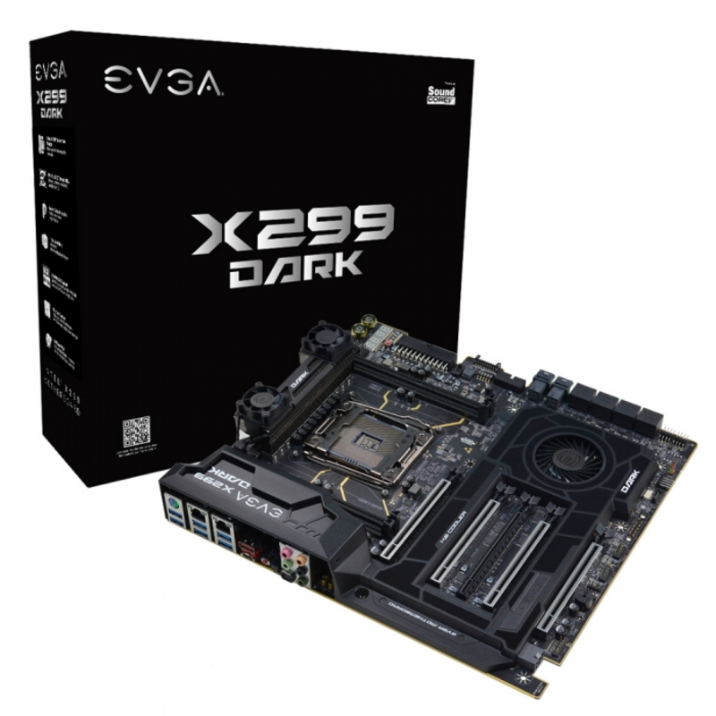 Материнские платы EVGA X299 DARK, S2066, Intel X299, E-ATX, 4xDDR4-4000MHz Quad-Channel, Max 64GB, 5xPCI-Ex16, 1xPCI-Ex4, 6xSATA3+2xASMedia 3.0 (RAID