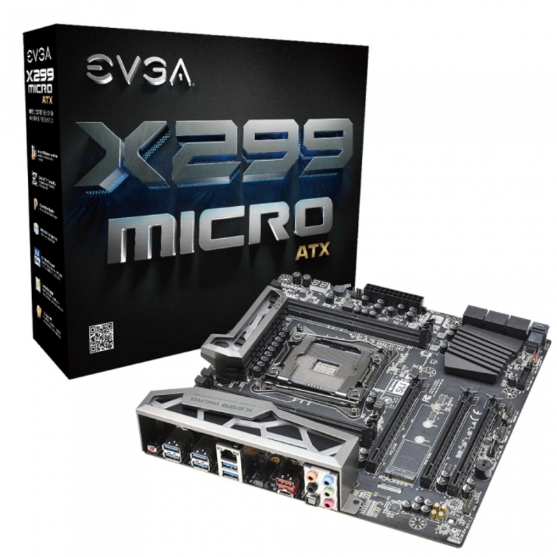 Материнские платы EVGA X299 MICRO ATX, S2066, Intel X299, mATX, 4xDDR4-3600MHz Quad Channel, Max 64GB, 3xPCI-Ex16, 6xSATA3, 1xM.2 Key E+1xM.2 Key M, G