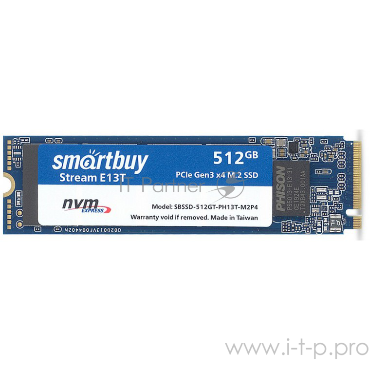 SSD M.2 Smartbuy 512Gb Stream E13T Pro <SBSSD-512GT-PH13P-M2P4> (PCI-E x4, up to 2500/2100MBs, NVMe, 3D TLC, PS5013T, 22х80мм)