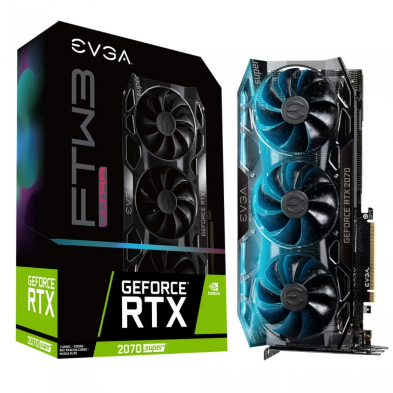 Видеокарты EVGA RTX 2070 SUPER FTW3 ULTRA, OC, PCI-Ex16 3.0, 8GB, GDDR6, 256bit, HDMI/3xDP ISB Type-C (08G-P4-3277-KR) RTL {4}