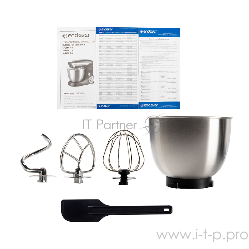 Миксер стационарный Endever Sigma-18, 1000 Вт., планетарный, многофункциональный, стальная чаша 4 л., регулировка скорости, черный