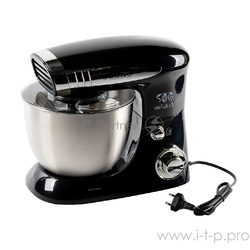 Миксер стационарный Endever Sigma-18, 1000 Вт., планетарный, многофункциональный, стальная чаша 4 л., регулировка скорости, черный