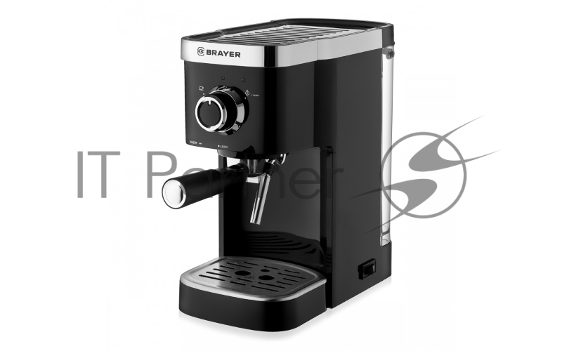 Кофеварка рожковая BRAYER, 1,25 л, 1500 Вт, 15 бар, Итальянская помпа, капучинатор, подогрев