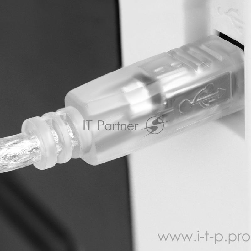 Greenconnect Кабель 0.75m USB 2.0, AM/BM, прозрачный, 28/26 AWG, Premium, экран, армированный, морозостойкий, GCR-51051 Greenconnect Кабель 0.75m USB 2.0, AM/BM, прозрачный, 28/26 AWG, Premium, экран, армированный, морозостойкий, GCR-51051