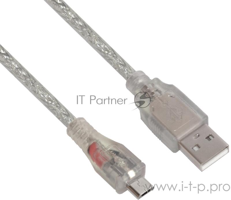 Greenconnect Кабель 2A 1.8m USB 2.0, AM/microB 5pin, прозрачный, 28/24 AWG, поддержка функции быстрой зарядки, GCR-UA2MCB2-BD2S-1.8m, экран, армированный, морозостойкий. Greenconnect Кабель 2A 1.8m USB 2.0, AM/microB 5pin, прозрачный, 28/24 AWG, подд