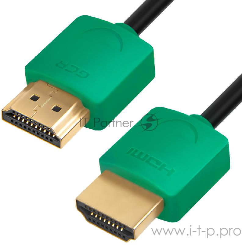 Greenconnect Кабель SLIM 2.0m HDMI 2.0, зеленые коннекторы Slim, OD3.8mm, HDR 4:2:2, Ultra HD, 4K 60 fps 60Hz, 3D, AUDIO, 18.0 Гбит/с, 32/32 AWG, GCR-51582 Greenconnect Кабель SLIM 2.0m HDMI 2.0, зеленые коннекторы Slim, OD3.8mm, HDR 4:2:2, Ultra HD,