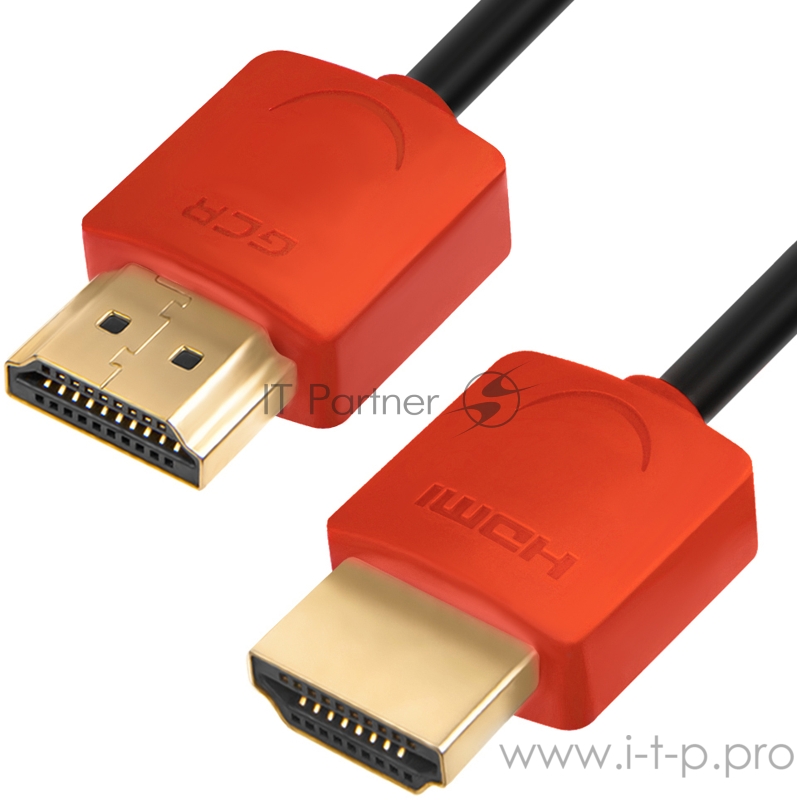 Greenconnect Кабель SLIM 1.0m HDMI 2.0, красные коннекторы Slim, OD3.8mm, HDR 4:2:2, Ultra HD, 4K 60 fps 60Hz, 3D, AUDIO, 18.0 Гбит/с, 32/32 AWG, GCR-51213 Greenconnect Кабель SLIM 1.0m HDMI 2.0, красные коннекторы Slim, OD3.8mm, HDR 4:2:2, Ultra HD,
