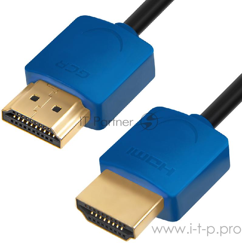 Greenconnect Кабель SLIM 0.5m HDMI 2.0, синие коннекторы Slim, OD3.8mm, HDR 4:2:2, Ultra HD, 4K 60 fps 60Hz, 3D, AUDIO, 18.0 Гбит/с, 32/32 AWG, GCR-51585 Greenconnect Кабель SLIM 0.5m HDMI 2.0, синие коннекторы Slim, OD3.8mm, HDR 4:2:2, Ultra HD, 4K