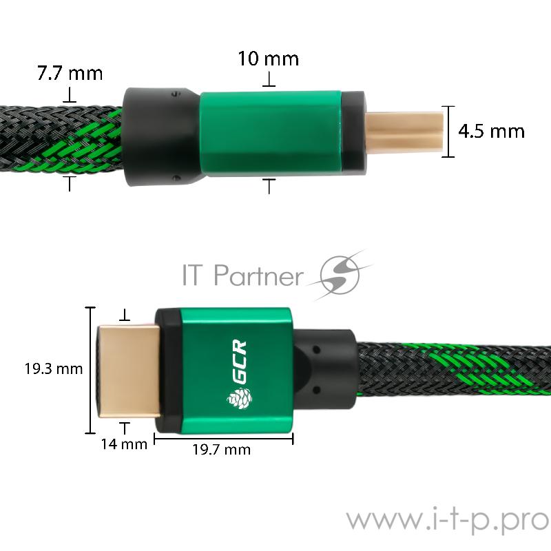Greenconnect Кабель 2.0m HDMI версия 2.0, HDR 4:2:2, Ultra HD, 4K 60 fps 60Hz/5K*30Hz, 3D, AUDIO, 18.0 Гбит/с, 28/28 AWG, OD7.3mm, тройной экран, BICOLOR нейлон, AL корпус зеленый, GCR-51486 Greenconnect Кабель 2.0m HDMI версия 2.0, HDR 4:2:2, Ultra