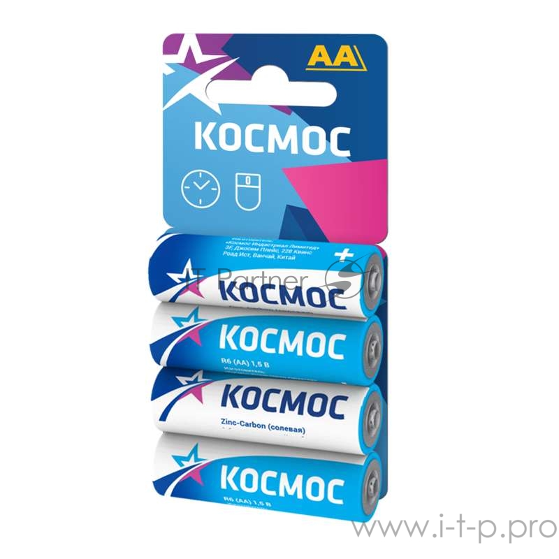 Элемент питания солевой R6 4хBL (блист.4шт) Космос KOCR64BL
