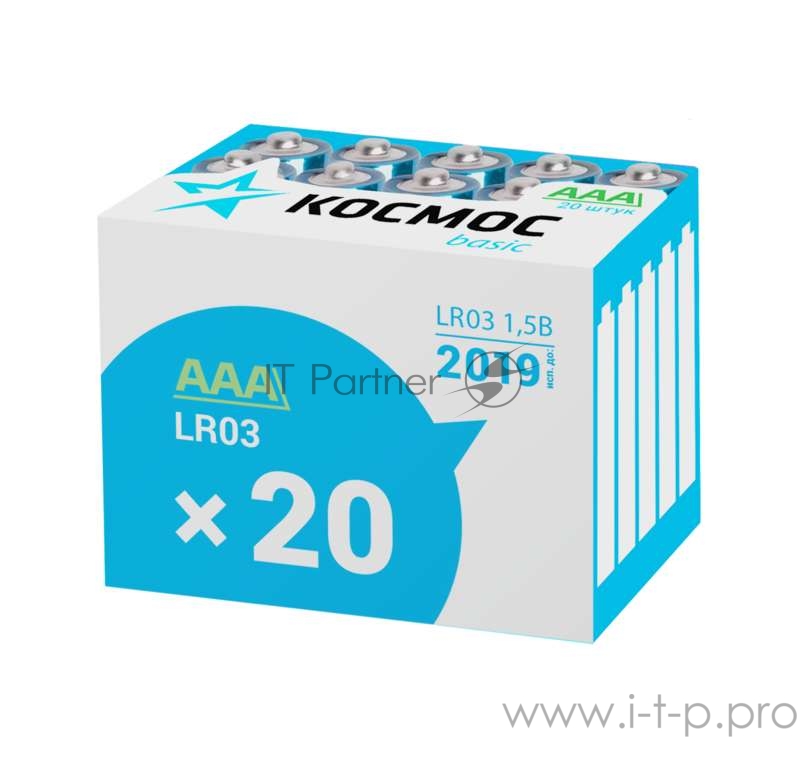 Элемент питания алкалиновый LR LR03 (уп.20шт) Космос KOCLR0320BOX
