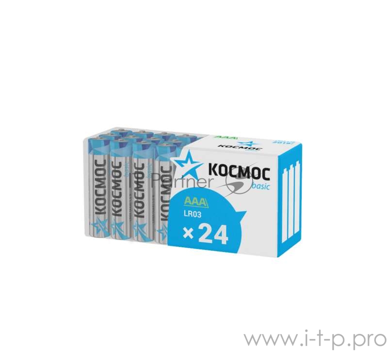 Элемент питания алкалиновый LR03 пласт. бокс (уп.24шт) Космос KOCLR03_24BOX