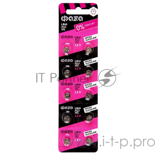 Элемент питания алкалиновый таблетка AG 3 LR 41 BL-10 (уп.10шт) ФАZА 4895205002524