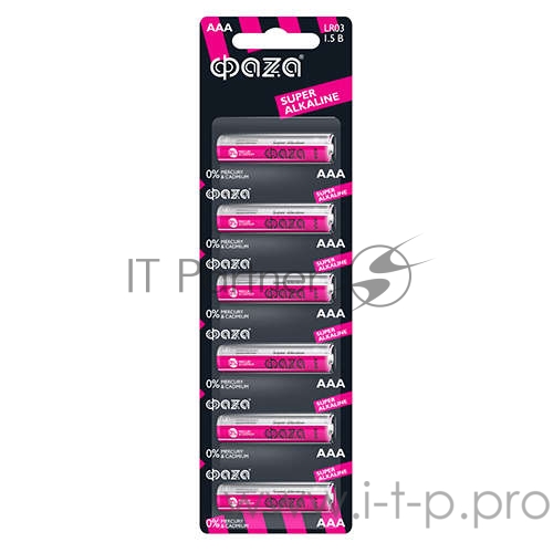 Элемент питания алкалиновый LR03 Super Alkaline BL-6 (уп.6шт) ФАZА 4895205002012