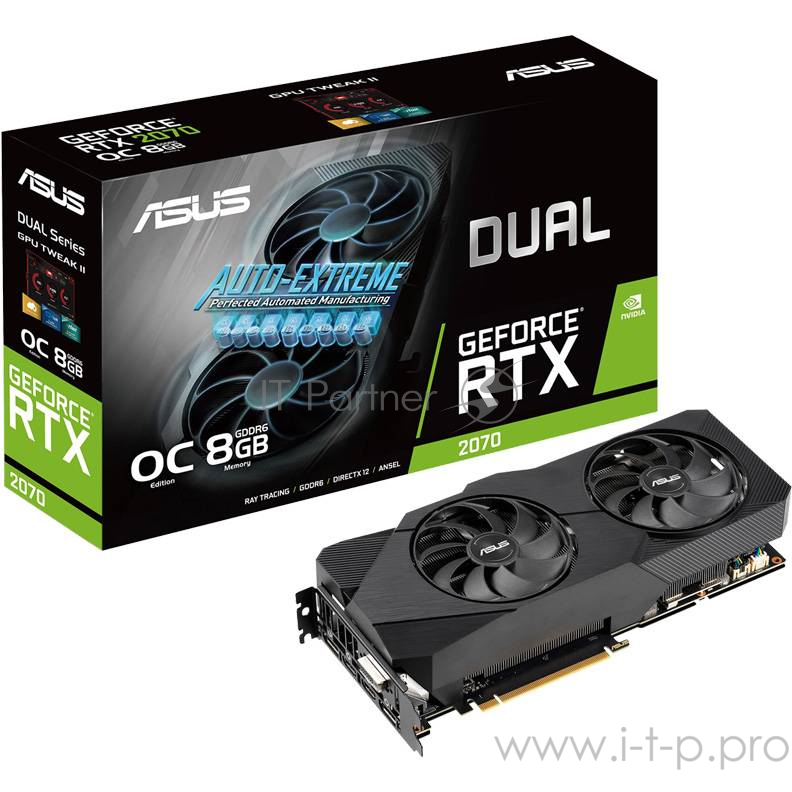 Видеокарта Asus PCI-E DUAL-RTX2070-8G-EVO nVidia GeForce RTX 2070 8192Mb 256bit GDDR6 1410/14000 DVIx1/HDMIx2/DPx2/HDCP Ret
