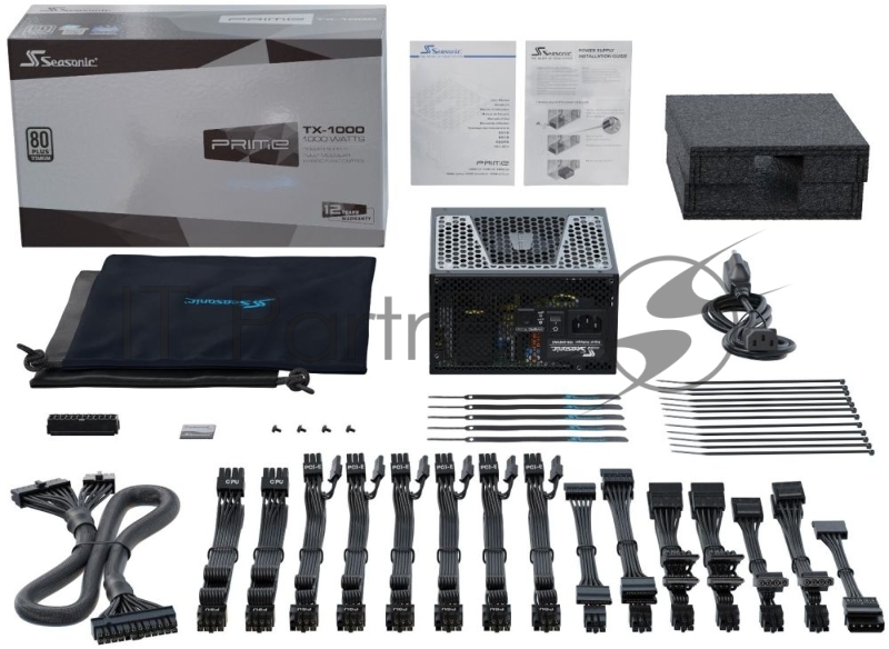 Блок питания Seasonic ATX 1000W PRIME TX-1000 80+ titanium (24+4+4pin) APFC 135mm fan 14xSATA Cab Manag RTL