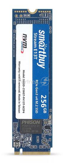 SSD M.2 Smartbuy 256Gb Stream E13T Pro <SBSSD-256GT-PH13P-M2P4> (PCI-E x4, up to 2300/1150MBs, NVMe, 3D TLC, PS5013T, 22х80мм)