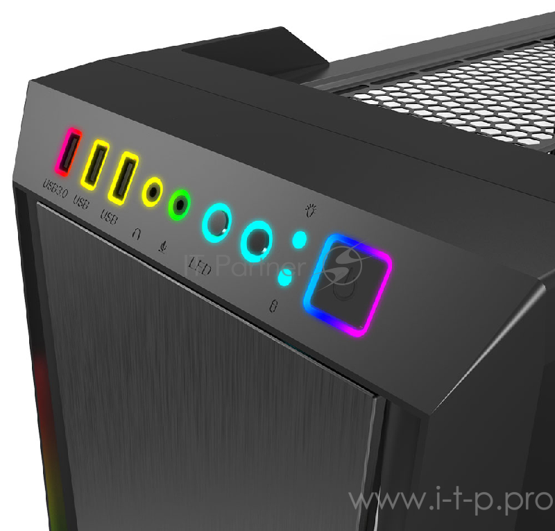 Gamdias ARGUS M2 Игровой корпус чёрный (ATX, RGB подсветка, закалённое стекло, 1xUSB 3.0, 2xUSB 2.0, HD Audio)