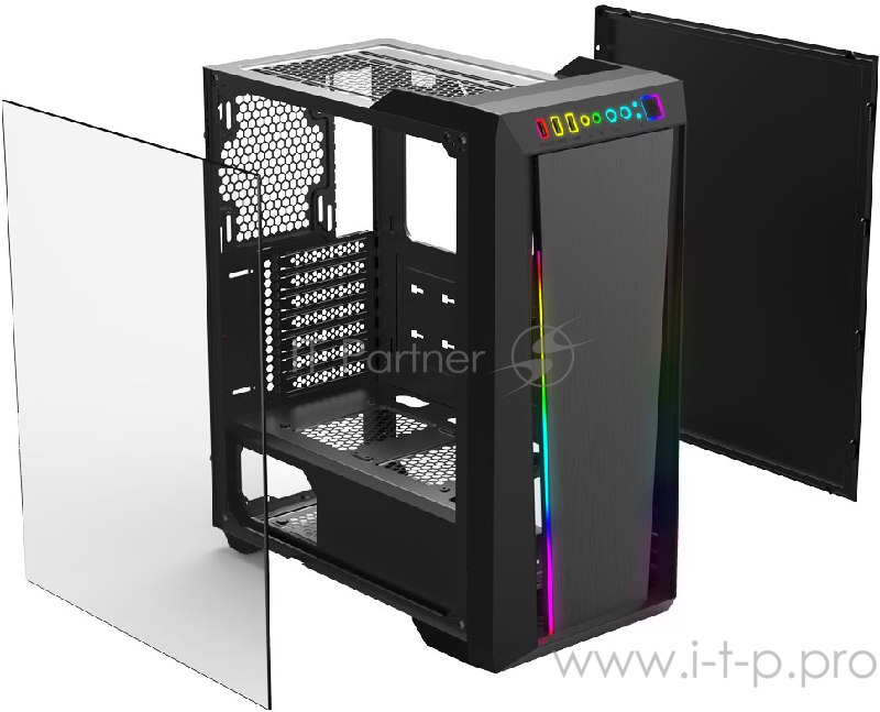 Gamdias ARGUS M2 Игровой корпус чёрный (ATX, RGB подсветка, закалённое стекло, 1xUSB 3.0, 2xUSB 2.0, HD Audio)