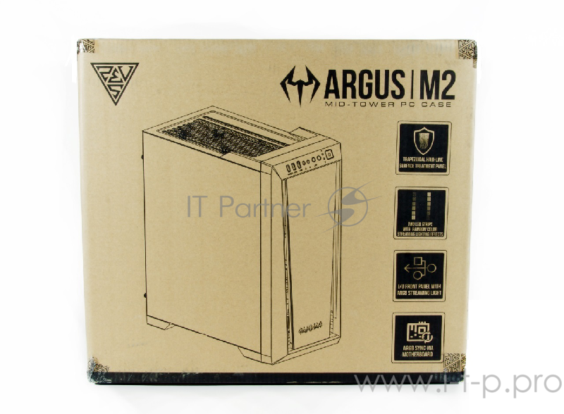 Gamdias ARGUS M2 Игровой корпус чёрный (ATX, RGB подсветка, закалённое стекло, 1xUSB 3.0, 2xUSB 2.0, HD Audio)