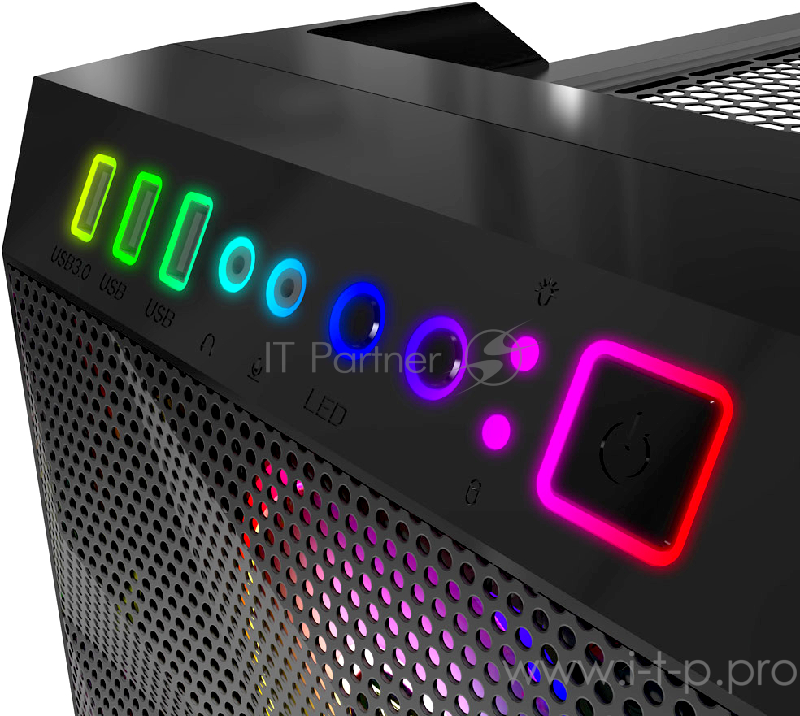 Gamdias Athena M1 Игровой корпус чёрный (ATX, закаленное стекло, RGB fan 3x120 мм, 1xUSB 3.0, 2xUSB 2.0, HD Audio)