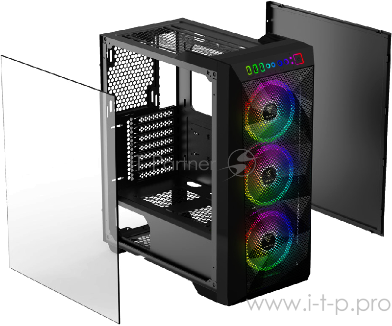 Gamdias Athena M1 Игровой корпус чёрный (ATX, закаленное стекло, RGB fan 3x120 мм, 1xUSB 3.0, 2xUSB 2.0, HD Audio)