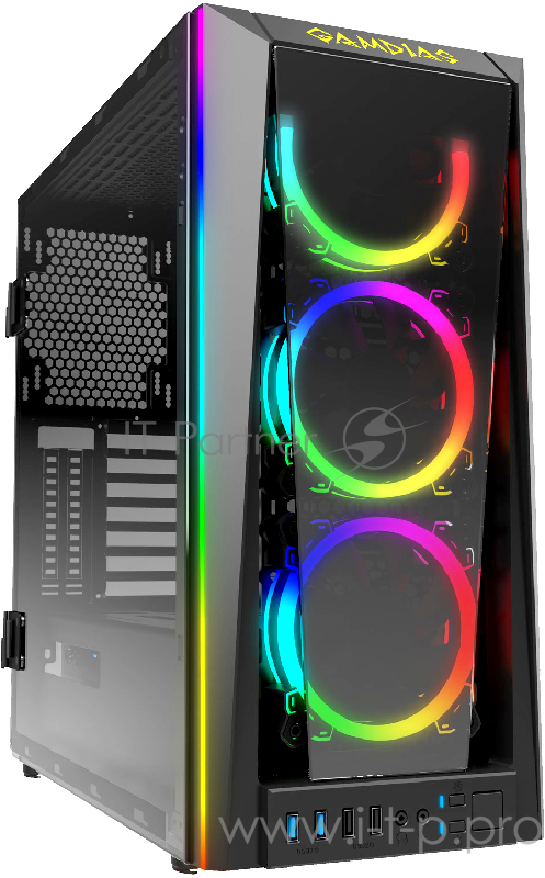 Gamdias TALOS M1B Игровой корпус чёрный (ATX, закаленное стекло, RGB fan 3x120 мм, 2xUSB 3.0, 2xUSB 2.0, HD Audio)