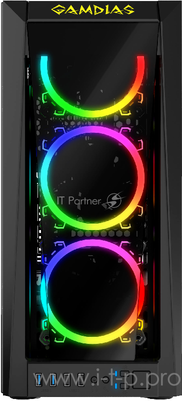 Gamdias TALOS M1B Игровой корпус чёрный (ATX, закаленное стекло, RGB fan 3x120 мм, 2xUSB 3.0, 2xUSB 2.0, HD Audio)