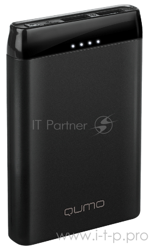 Портативное зарядное устройство Qumo PowerAid P5000, 5000 мА-ч, 2 USB 1A+2.4A (2.4А сумм), вход до 2А, черный, корпус ABS пластик