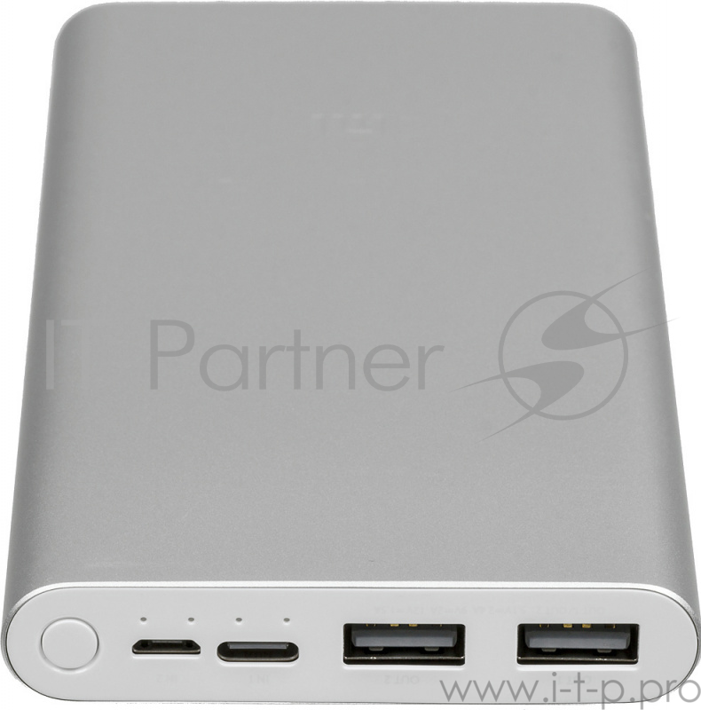 Мобильный аккумулятор Xiaomi Mi Power Bank 3 PLM13ZM Li-Pol 10000mAh 2.4A серебристый 2xUSB