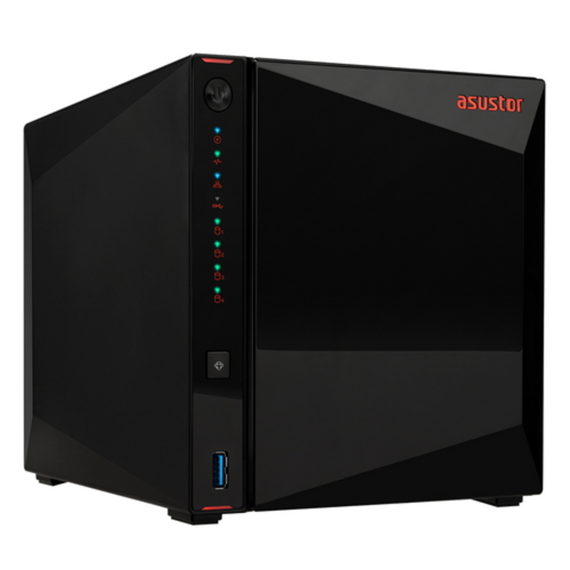 Сетевое хранилище ASUSTOR AS5304T 4-Bay NAS/Media player/Intel Celeron J4105 1.5GHz, up to 2.5 GHz(Quad-Core), 4GB SO-DIMM DDR4, noHDD(HDD,SSD),/2x2,5GbE(LAN)/ camera license 90IX0181-BW3S10