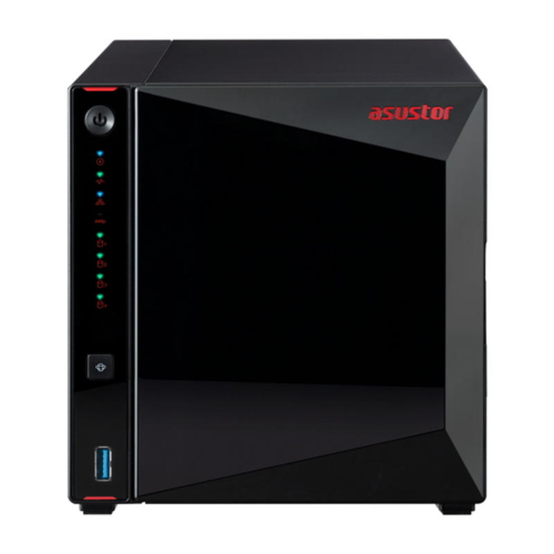 Сетевое хранилище ASUSTOR AS5304T 4-Bay NAS/Media player/Intel Celeron J4105 1.5GHz, up to 2.5 GHz(Quad-Core), 4GB SO-DIMM DDR4, noHDD(HDD,SSD),/2x2,5GbE(LAN)/ camera license 90IX0181-BW3S10