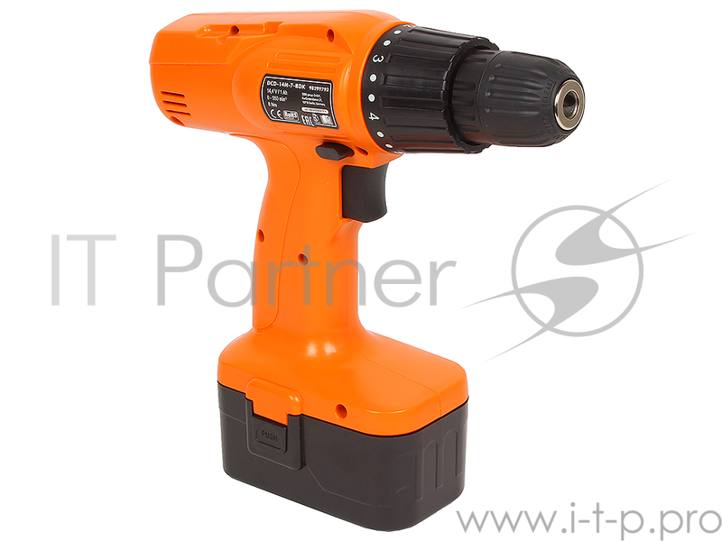 Дрель-шуруповерт аккумуляторная Defort DCD-14N-7-BDK (аккумулятор 14,4В крутящий момент 15Nm скорость вращения 0-550об/мин набор аксессуаров 16шт)