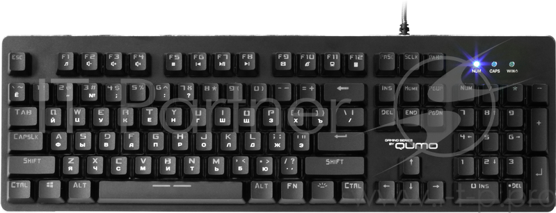 Клавиатура Qumo Grifon K20, металл, проводная, 104 клавиши, подсветка 3 цвета, плетеный кабель, фильтр, golden USB