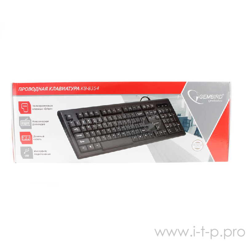 Клавиатура Gembird KB-8354U-BL, USB, черный, 104 клавиши