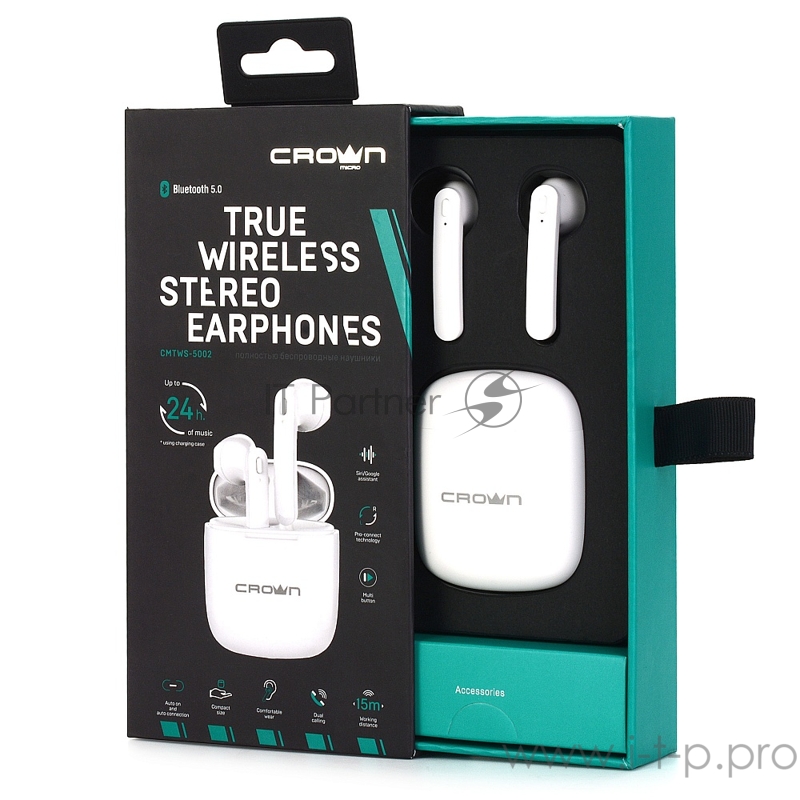 Полностью беспроводные наушники CROWN CMTWS-5002 white