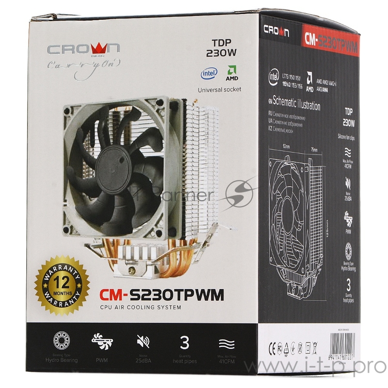 Кулер CROWN для процессора CM-S230TPWM