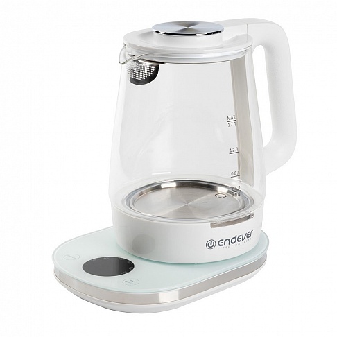 Чайник Endever Skyline KR-335G, 1800 Вт., 1,7 л., выбор температуры 55°С / 65°С / 75°С / 85°С / 95°С / 100°С, стекло, белый