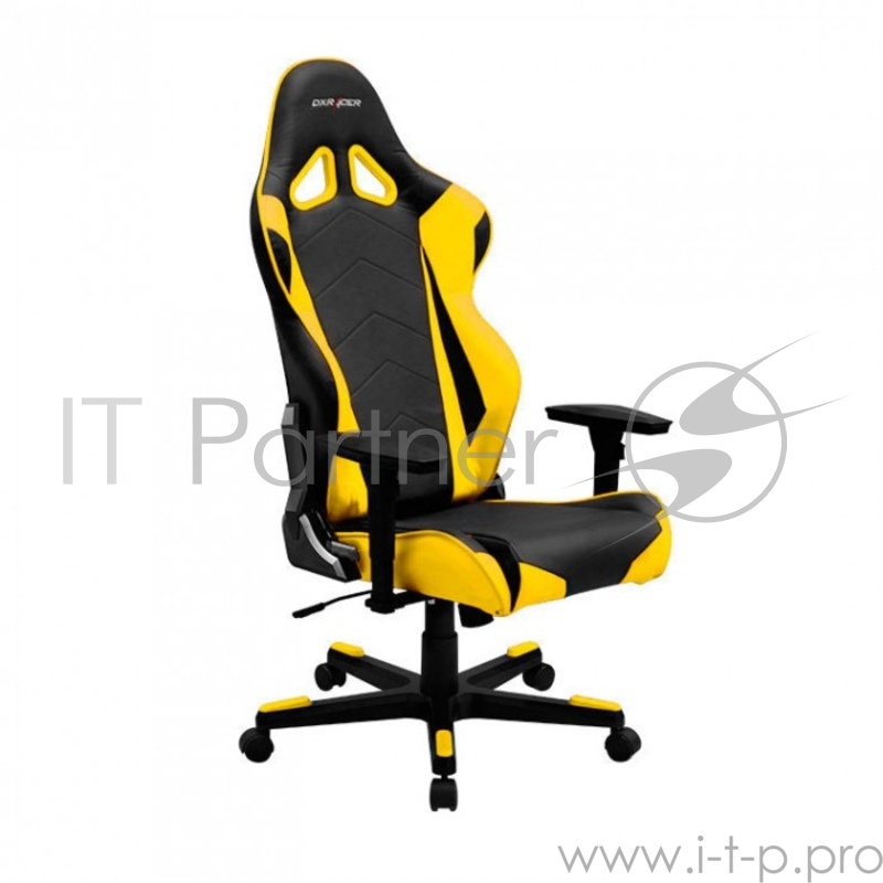 Игровое кресло DXRacer Racing чёрно-желтое (OH/RE0/NY, экокожа, регулируемый угол наклона, механизм качания)