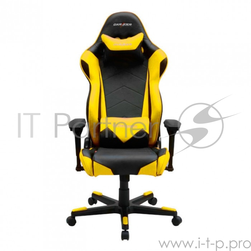 Игровое кресло DXRacer Racing чёрно-желтое (OH/RE0/NY, экокожа, регулируемый угол наклона, механизм качания)