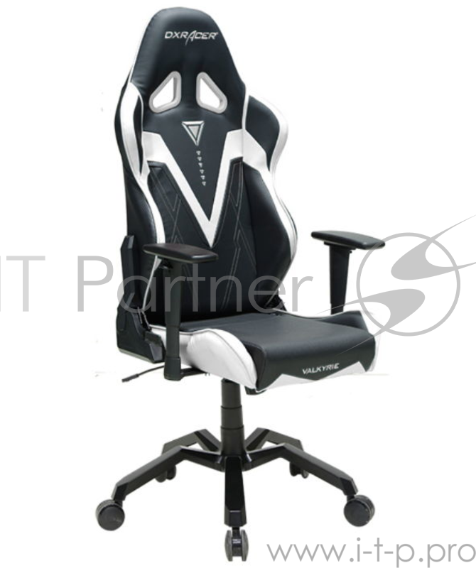 Игровое кресло DXRacer Valkyrie чёрно-белое (OH/VB03/NW, кожа-PU, регулируемый угол наклона, механизм качания)