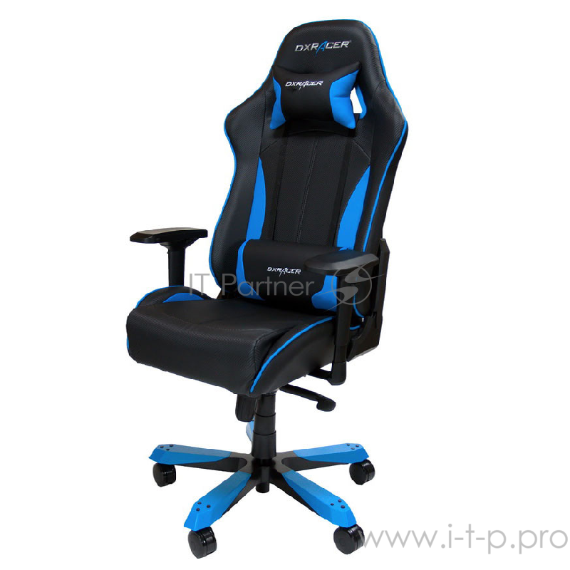 DXRacer King Игровое кресло чёрно-синее (OH/KS57/NB, экокожа, регулируемый угол наклона)